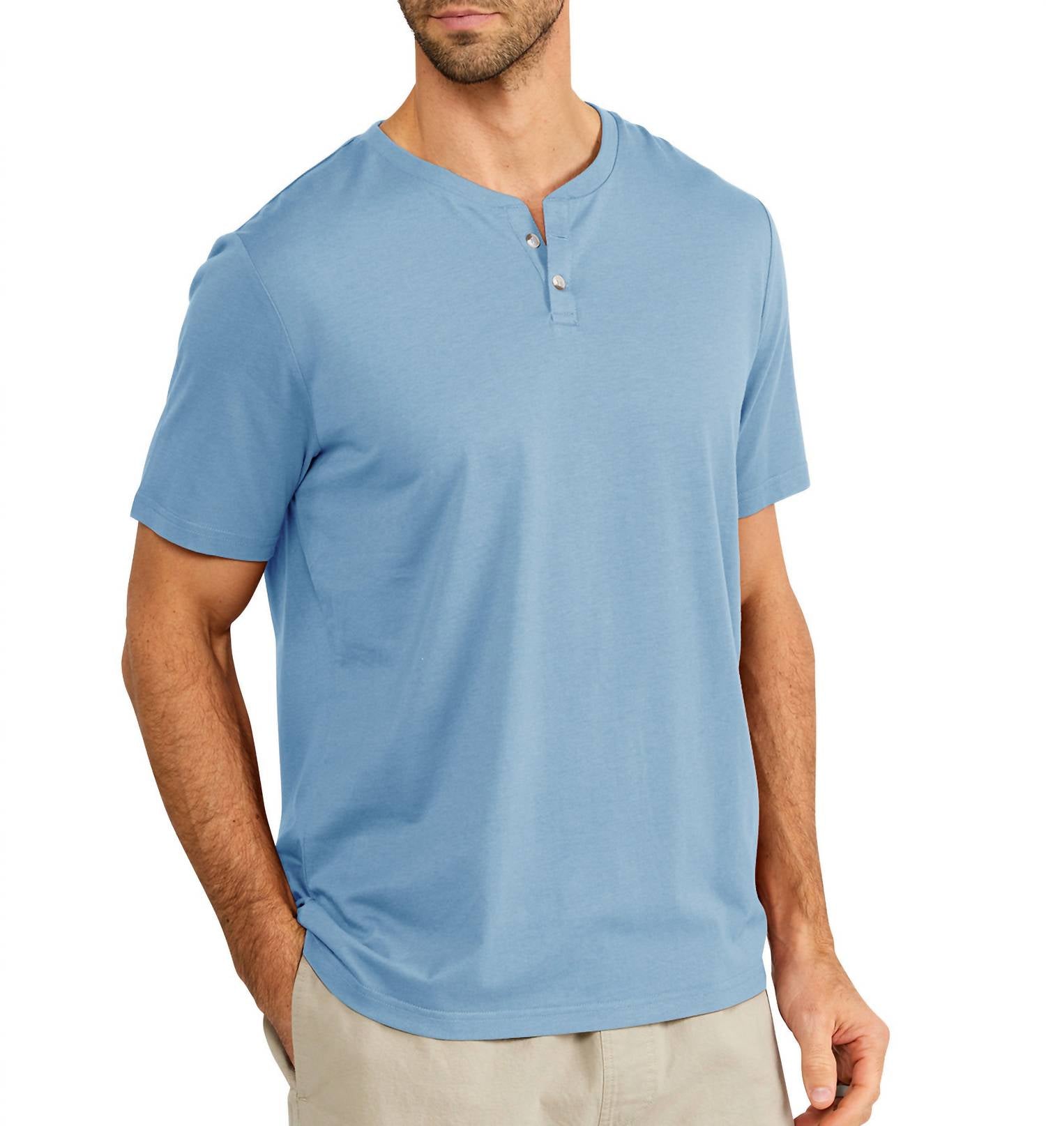 Bamboo Heritage Henley T-Shirt im blauen Nebel