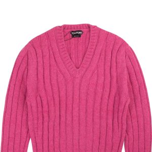 Staubrosa Rippstrickpullover mit V-Ausschnitt