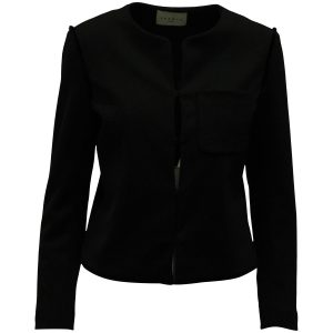 Sandro Paris Full-length Sleeves Jacke aus schwarzer Wolle 7833153634364