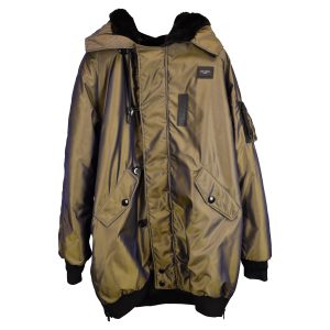 Dolce & Gabbana DG Heaven Shear-Lined Kapuzenjacke mit Taschen aus grünem Nylon 7833153142844