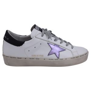 Golden Goose Hi Star with Metallic Stern Low-Top Sneakers aus weißem Leder 7833145212988