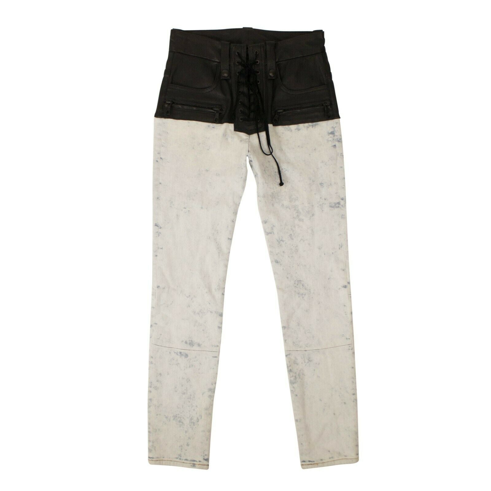 Unravel Project Leder Korsett Jeans – Schwarz