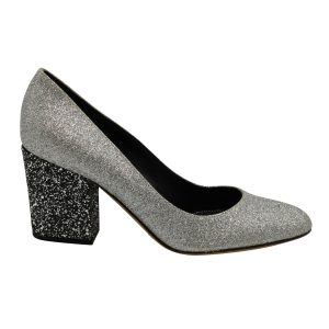 Sergio Rossi Glitter Pumps aus Silber Leder 7833145507900