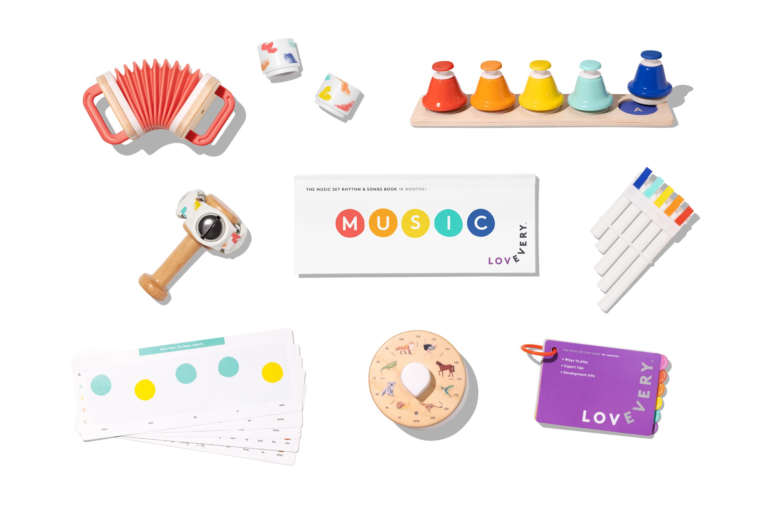 Das Musik-Set – 6 nachhaltige Montessori Musikinstrumente & pädagogisches Spiel von Lovevery