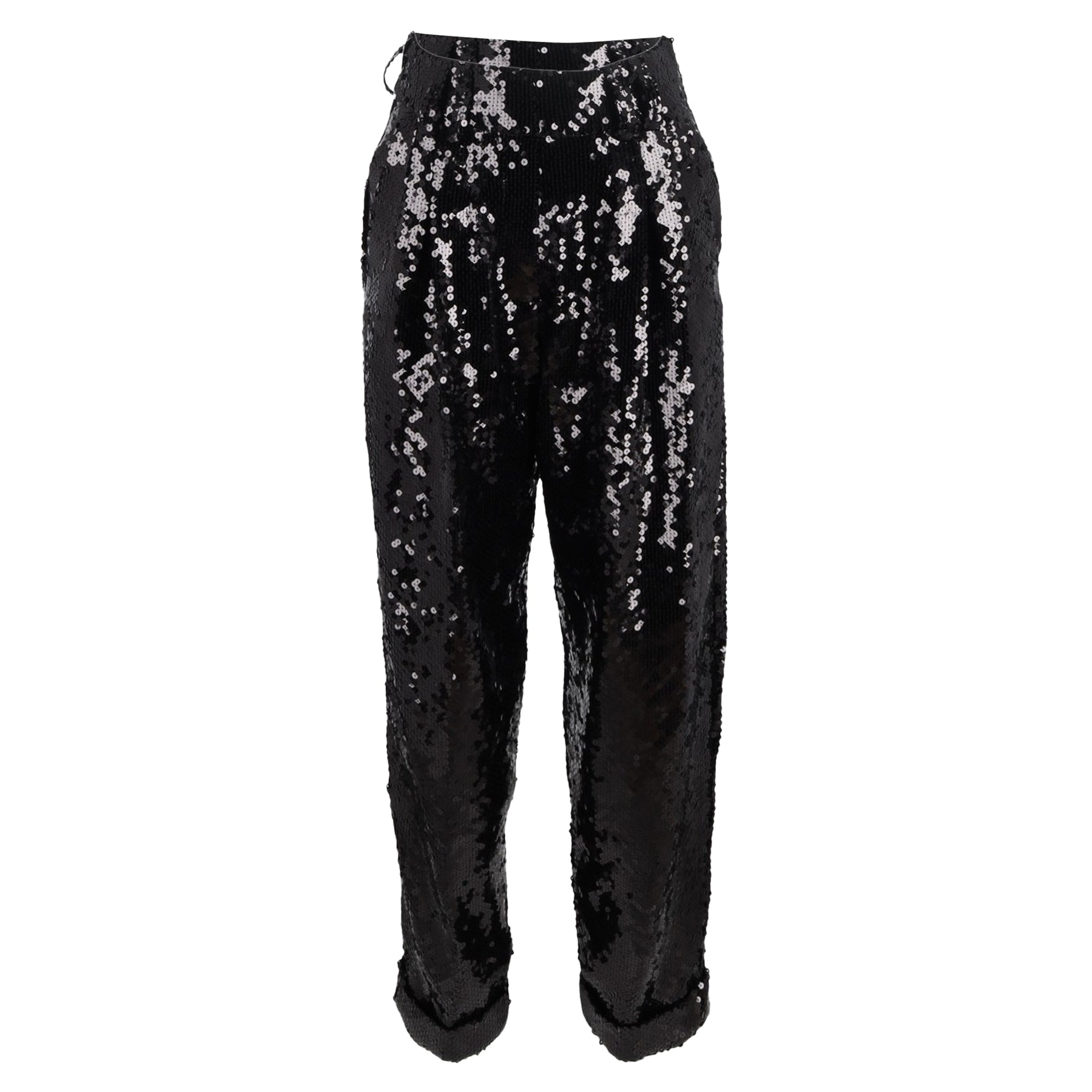 Balmain Straight-Leg Hose aus schwarzem Polyester mit hoher Taille