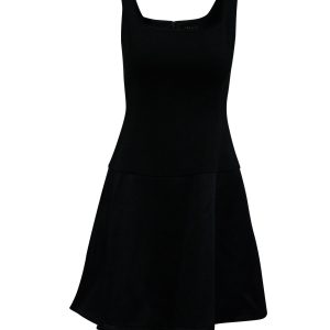 Theory Square Neckline ärmelloses Kleid aus schwarzem Triacetat 7833164382268