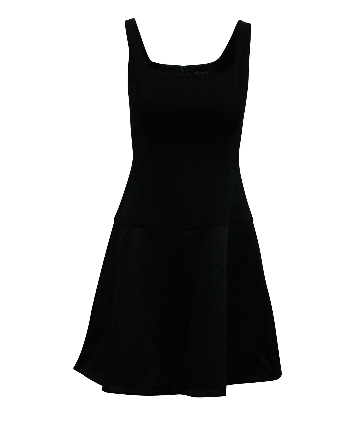 Theory Ärmelloses Kleid mit quadratischem Ausschnitt aus schwarzem Triacetat