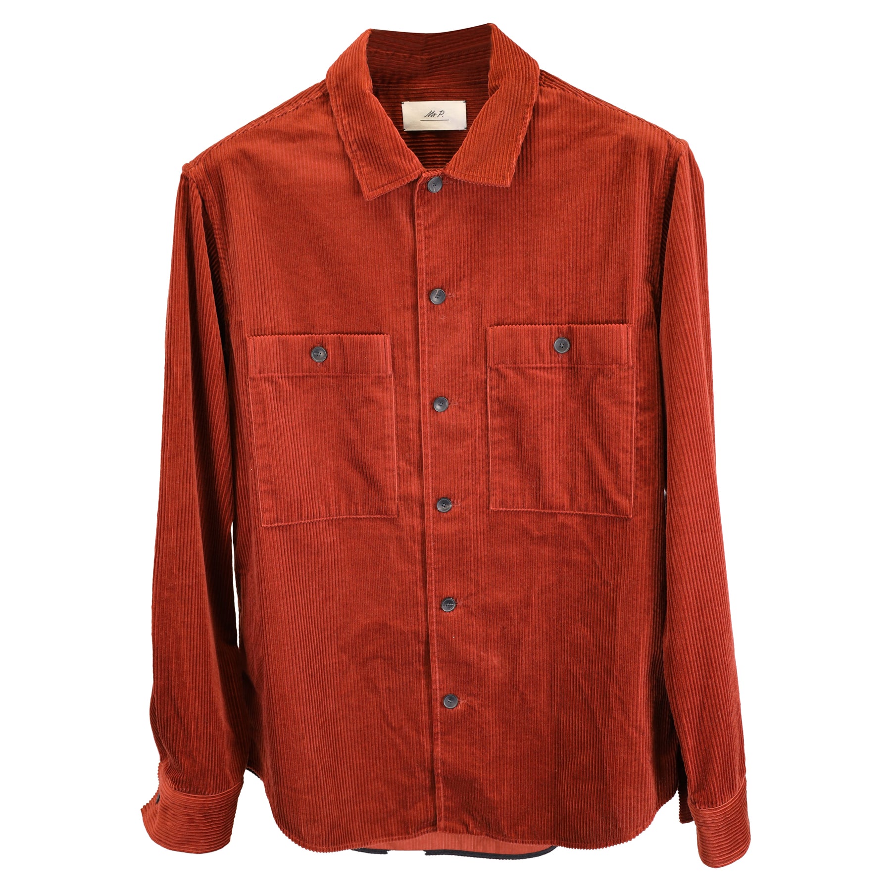 Herr P. mit Knopfleiste Langarm-Overshirt mit Taschen in Burgund Cord