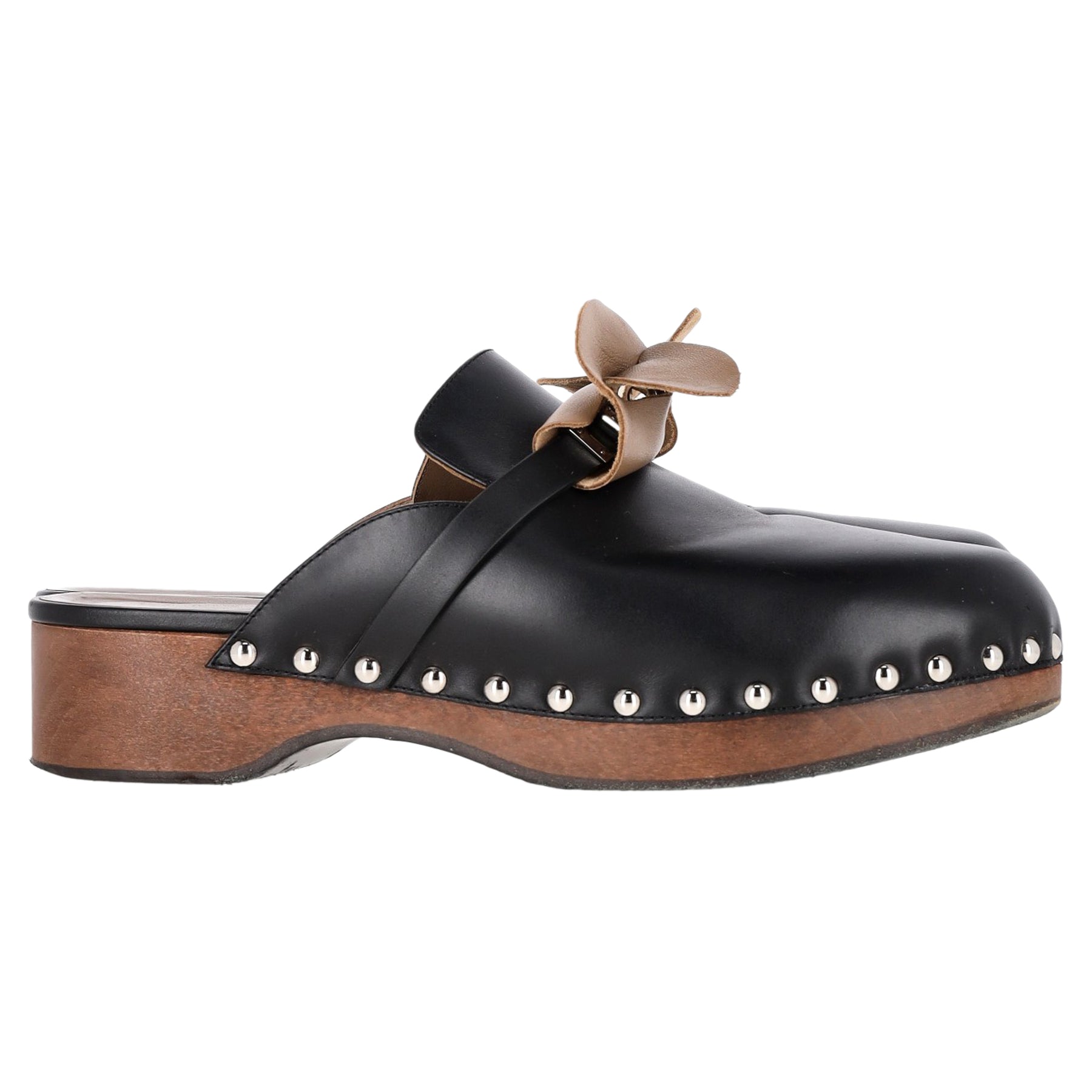 Hermès Carlotta Clog Mules aus schwarzem Kalbsleder