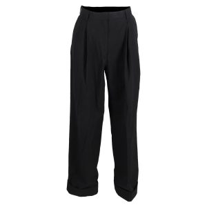 Dries Van Noten Pleated High-Taille-Breitbeinhose aus schwarzer Wolle 7833145606204