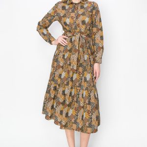 Harvest Patchwork Belted Kleid 7833115099196