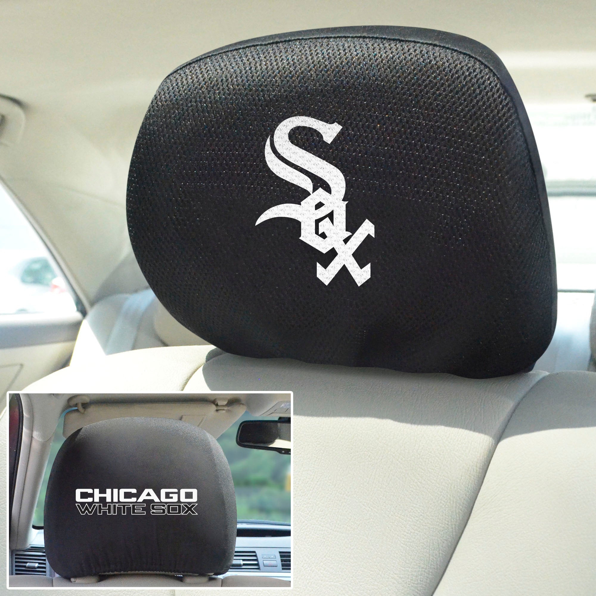 Fanmats Chicago Weiß Sox bestickt Kopf Rest Cover Set – 2 Stück