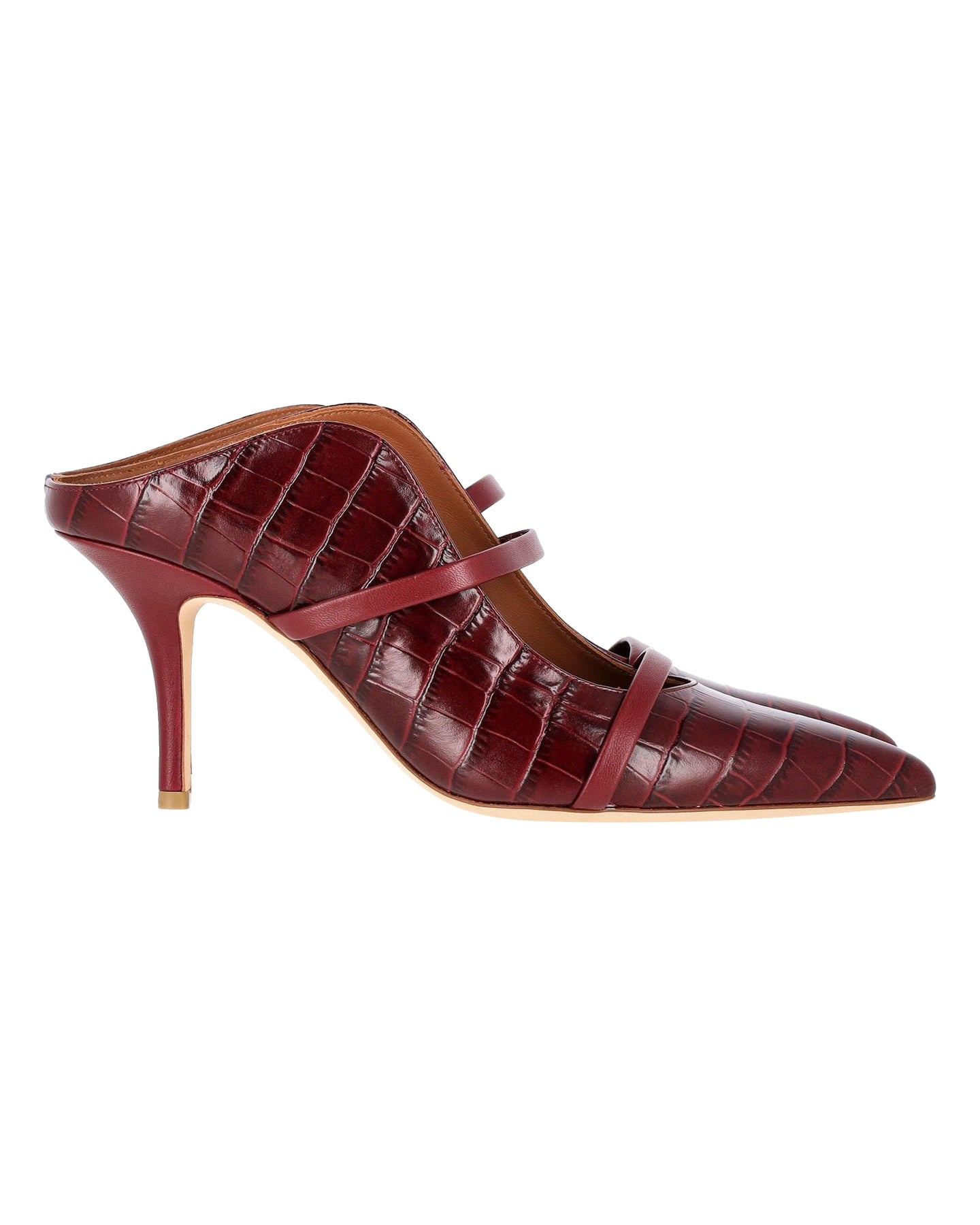 Malone Souliers Maureen Mules aus schwarzem Leder mit Krokoprägung