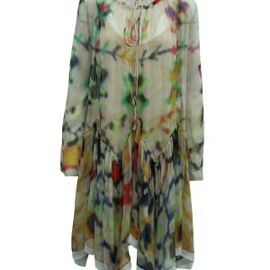 Chloe Batikmuster Muster Bauernkleid aus mehrfarbiger Seide