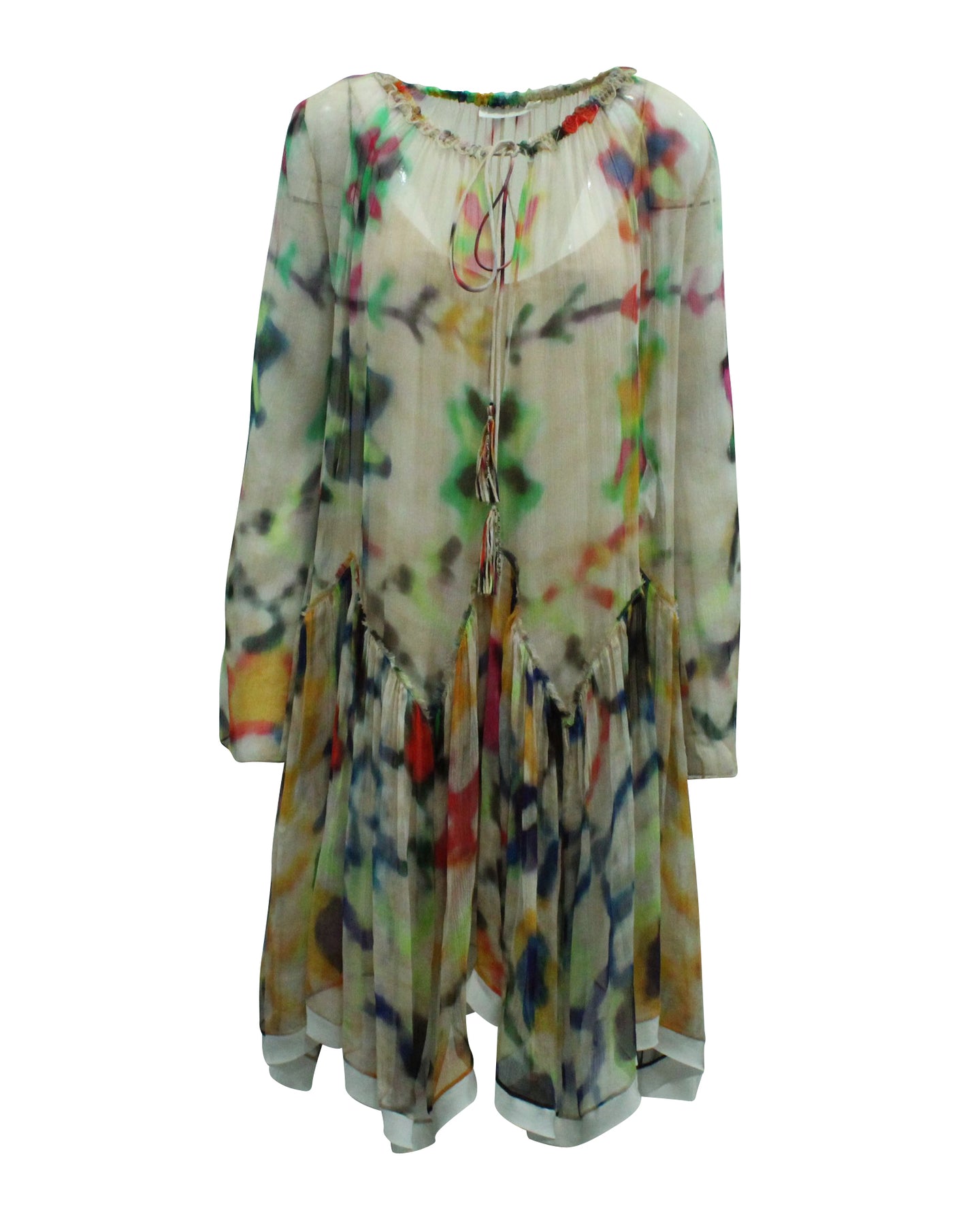 Chloe Batikmuster Muster Bauernkleid aus mehrfarbiger Seide
