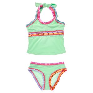 PilyQ 2pc Regenbogen bestickt Tankini Set