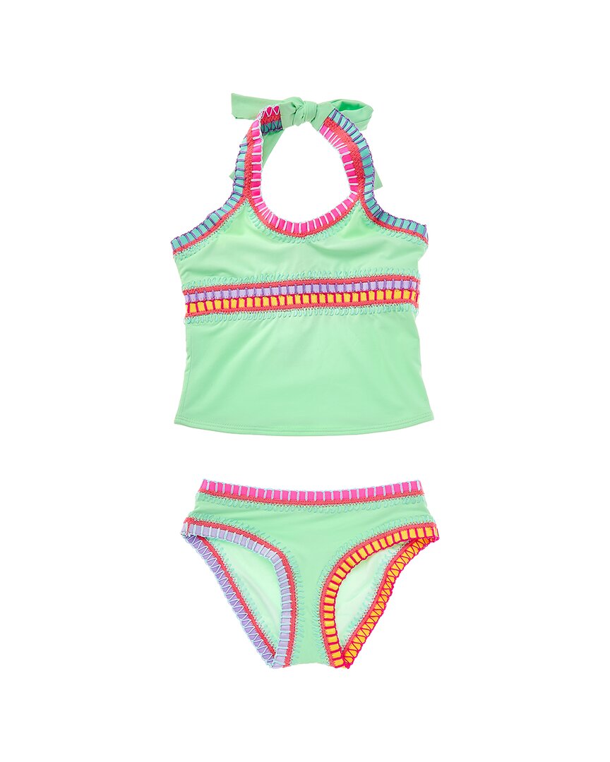 PilyQ 2pc Regenbogen bestickt Tankini Set