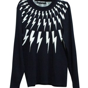 Neil Barrett Fair Isle Bolt Strickpullover aus schwarzem Polyester 7833165725756