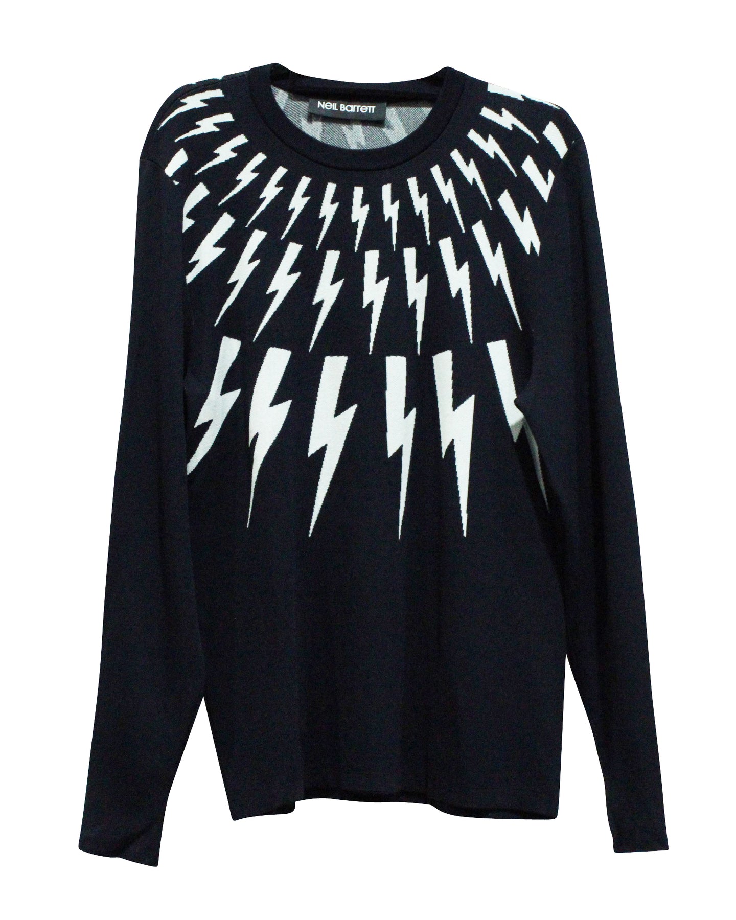 Neil Barrett Fair Isle Bolt Strickpullover aus schwarzem Polyester