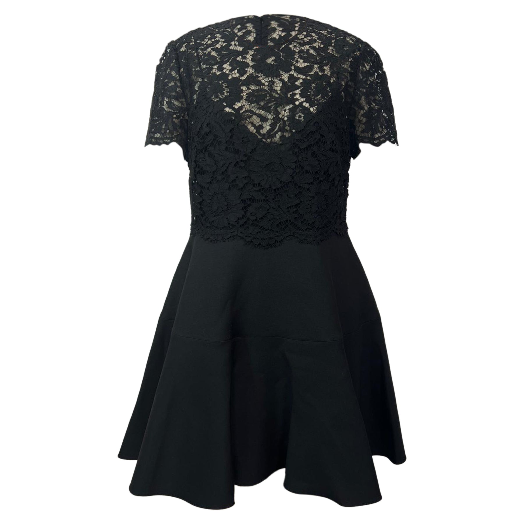 Valentino Garavani Minikleid mit Spitze aus schwarzer Wolle