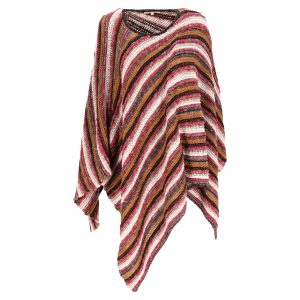 Maje Stripe Knitted Cape Pullover aus mehrfarbiger Baumwolle 7833141510204