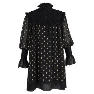 Philosophy di Lorenzo Serafini Minikleid mit Rüschenausschnitt aus schwarzem Polyester