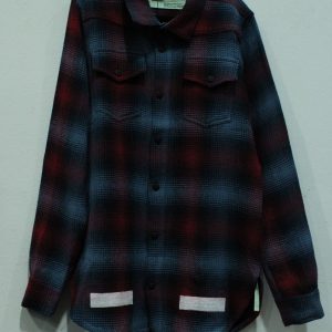 Off weißer Pfeil Druck Check Hemd in blau und rot Baumwolle 7833147015228