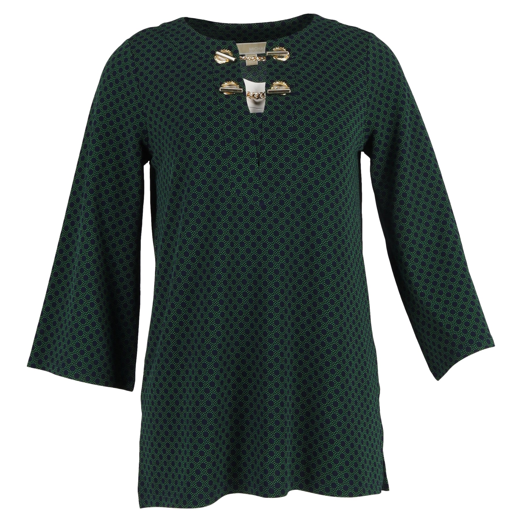 Michael Kors Polka Dot Muster mit goldener Verzierungsbluse aus grünem Polyester