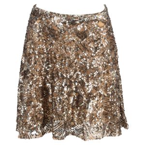 Ralph Lauren Mini High-waisted A-Linie Rock in Gold Pailletten 7833165955132