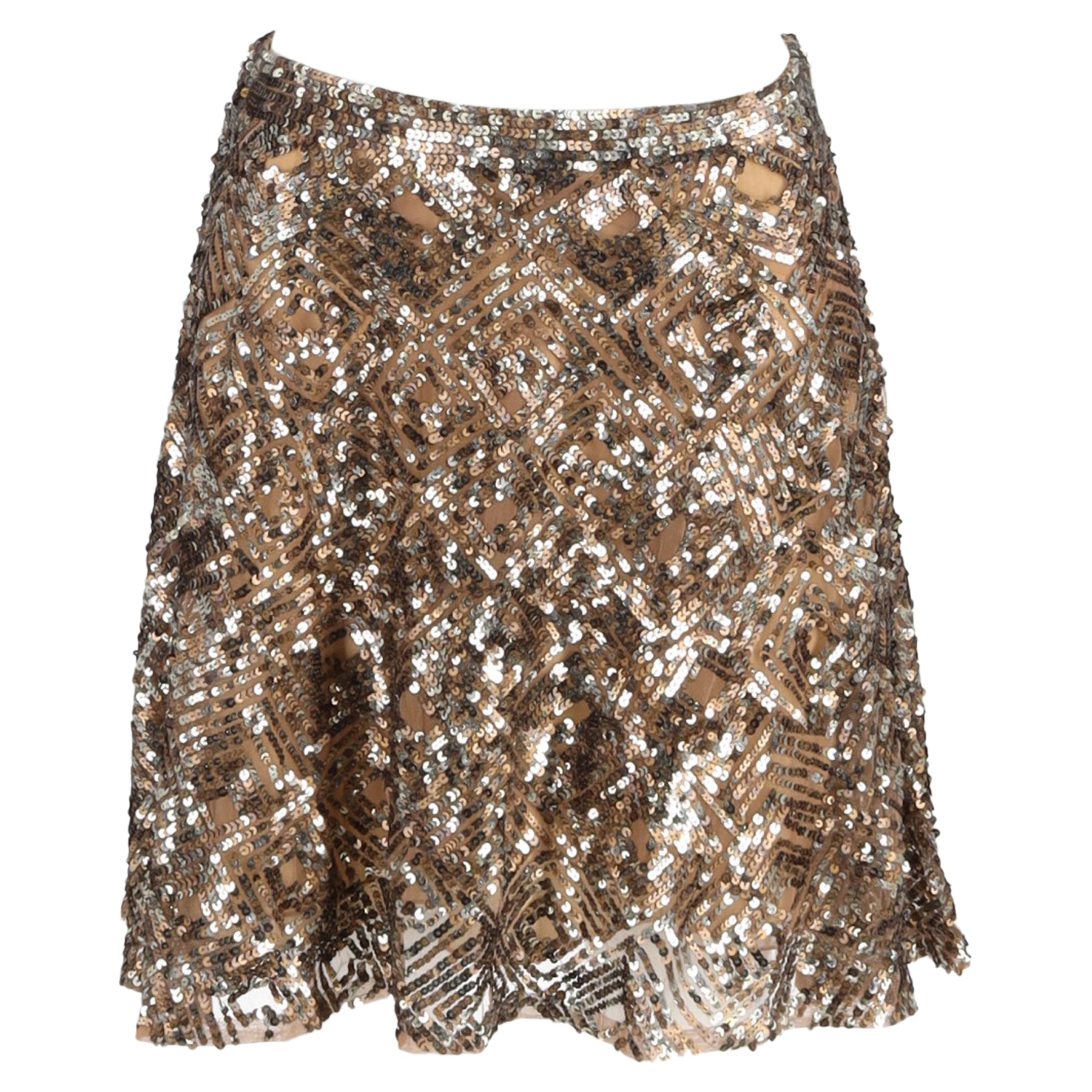 Ralph Lauren Mini High-Waisted A-Line Rock aus Gold Pailletten