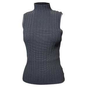 Theory Ärmellos Stehkragen Pullover aus grauer Wolle