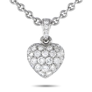 Cartier 18K Weißgold Diamant Herz Halskette CA03 -051424