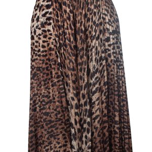 leopard print Seide gefaltet Midi Rock 7833166544956