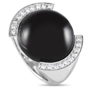 Cartier-Ring aus 18 Karat Weißgold mit Diamant und Rauchquarz CA04-051424