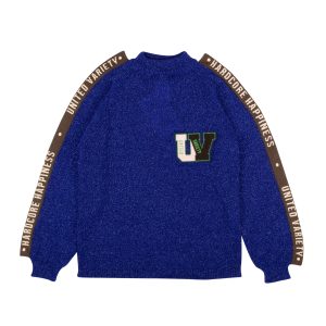Überleben des modischsten Glitzer Slogan Pullover – Blau