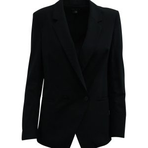 Theory Zweireihiger Blazer aus schwarzer Wolle