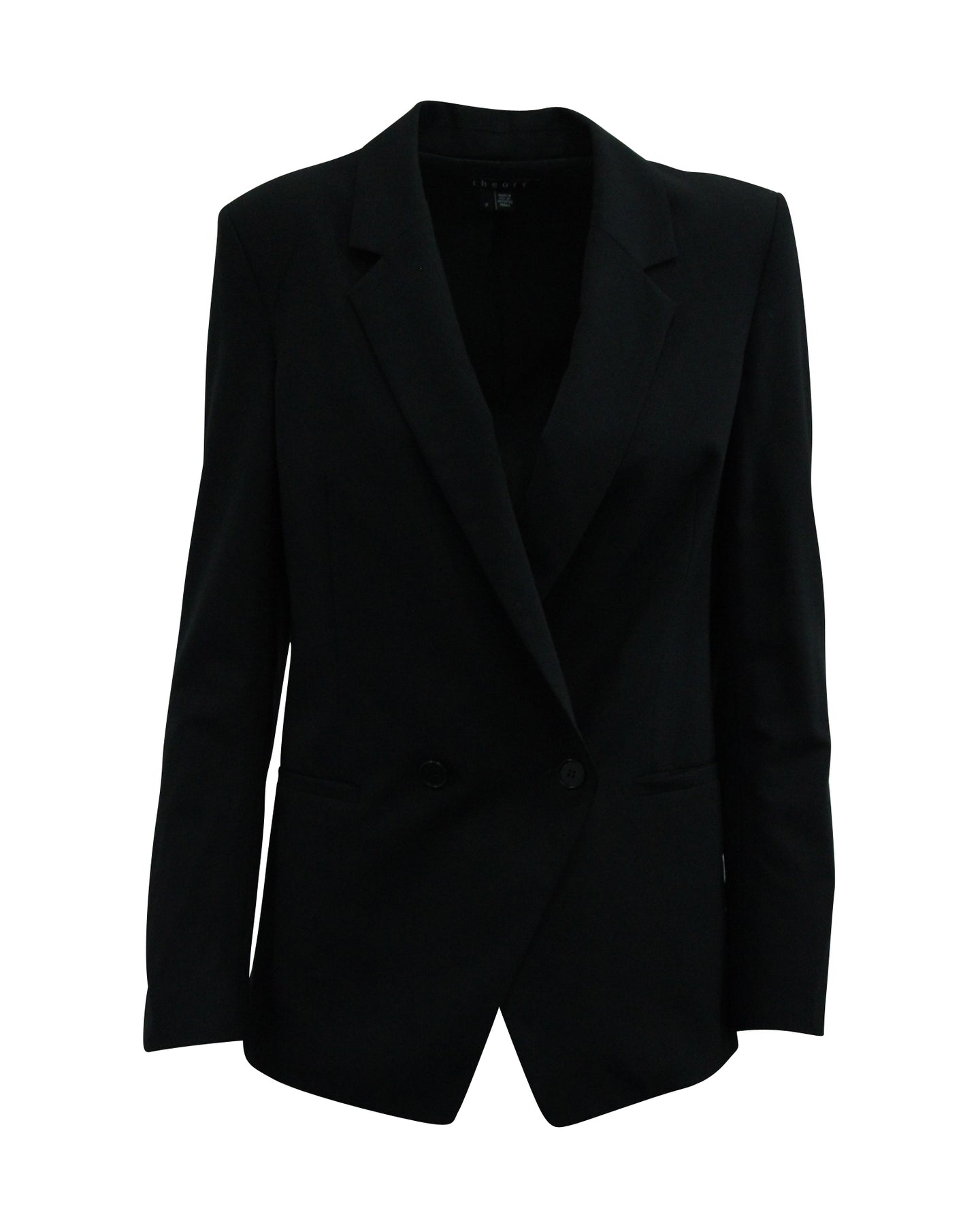 Theory Zweireihiger Blazer aus schwarzer Wolle