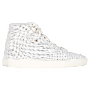 Balenciaga Perforierte High-Top Sneaker aus weißem Leder