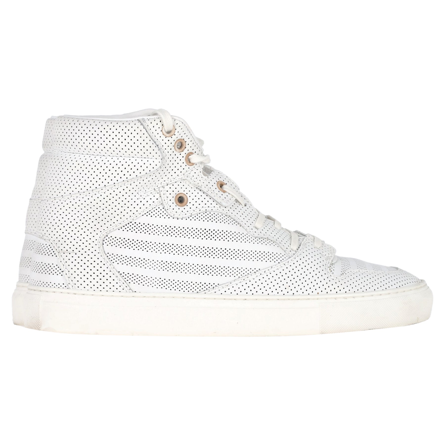 Balenciaga Perforierte High-Top Sneaker aus weißem Leder