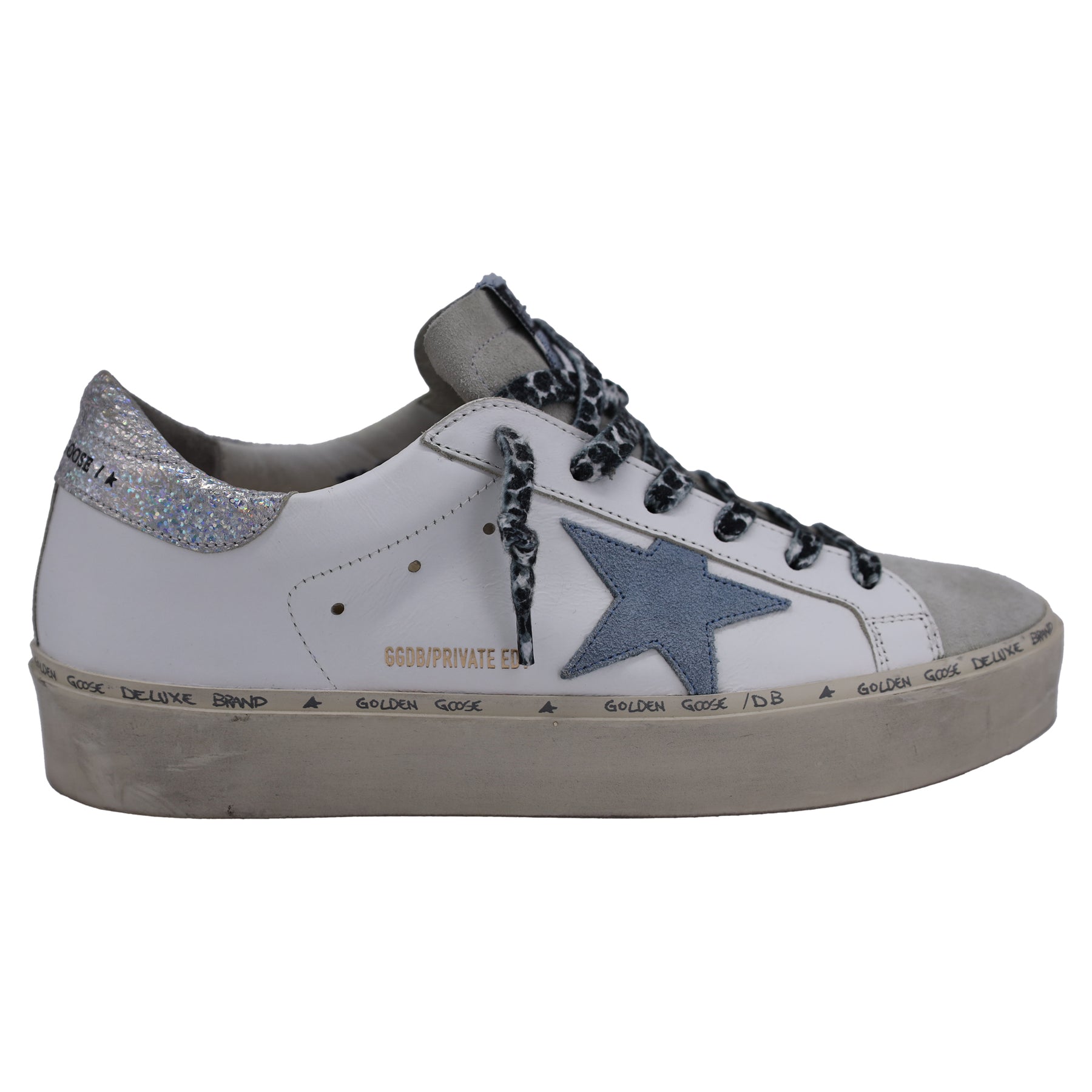 Golden Goose Hi Star mit Glitzer Heel Tab Low-Top Sneaker aus weißem Leder