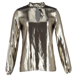 Lanvin Teardrop Lamé Blouse in Goldseide 7833146556476