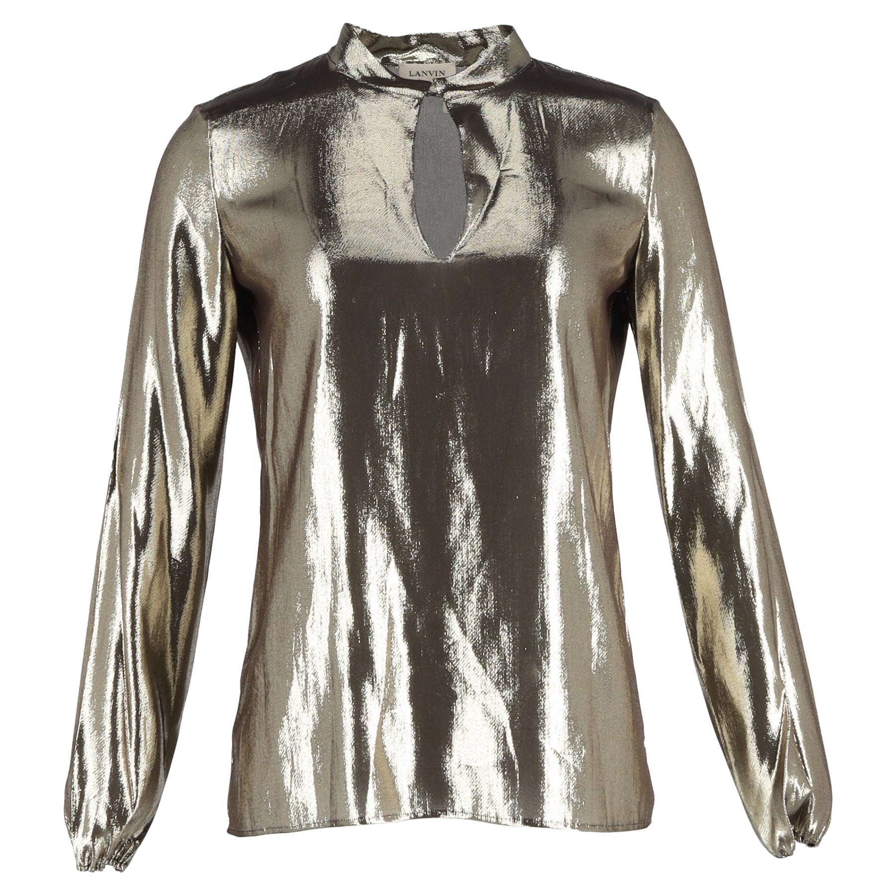 Lanvin Teardrop Lamé Bluse aus Gold Seide