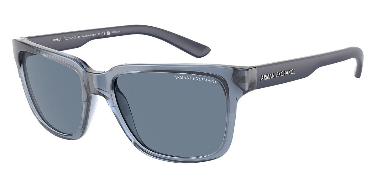 Armani Exchange Unisex 56mm glänzende transparente blaue Sonnenbrille