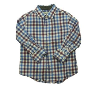 Crewcuts Jungen blau , maroon überprüfen Taste nach unten langen Ärmel 7805825024060