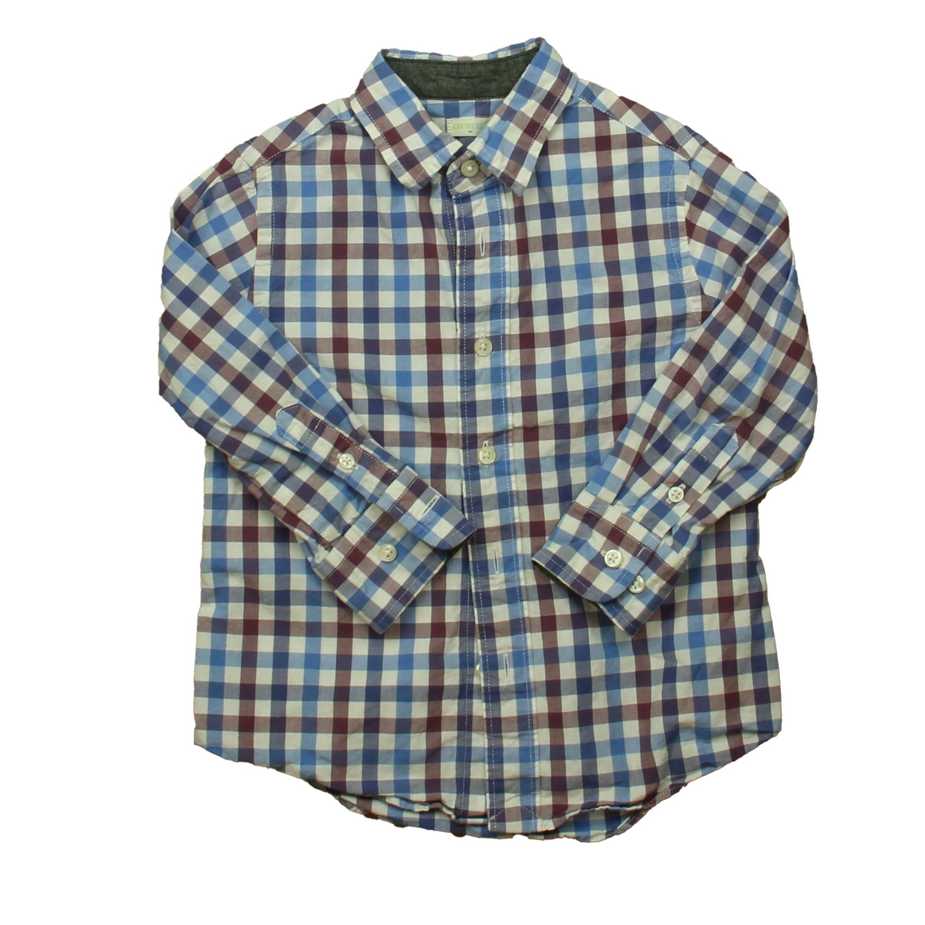 Crewcuts Jungen Blau – Weinrot Check mit Knopfleiste Langarm