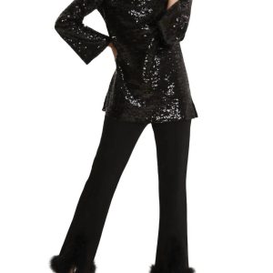 Sequin Blouse in schwarz