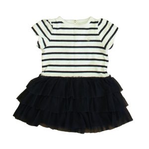 Petit Bateau Mädchen weiß-Marine Streifen Kleid 7805826138172