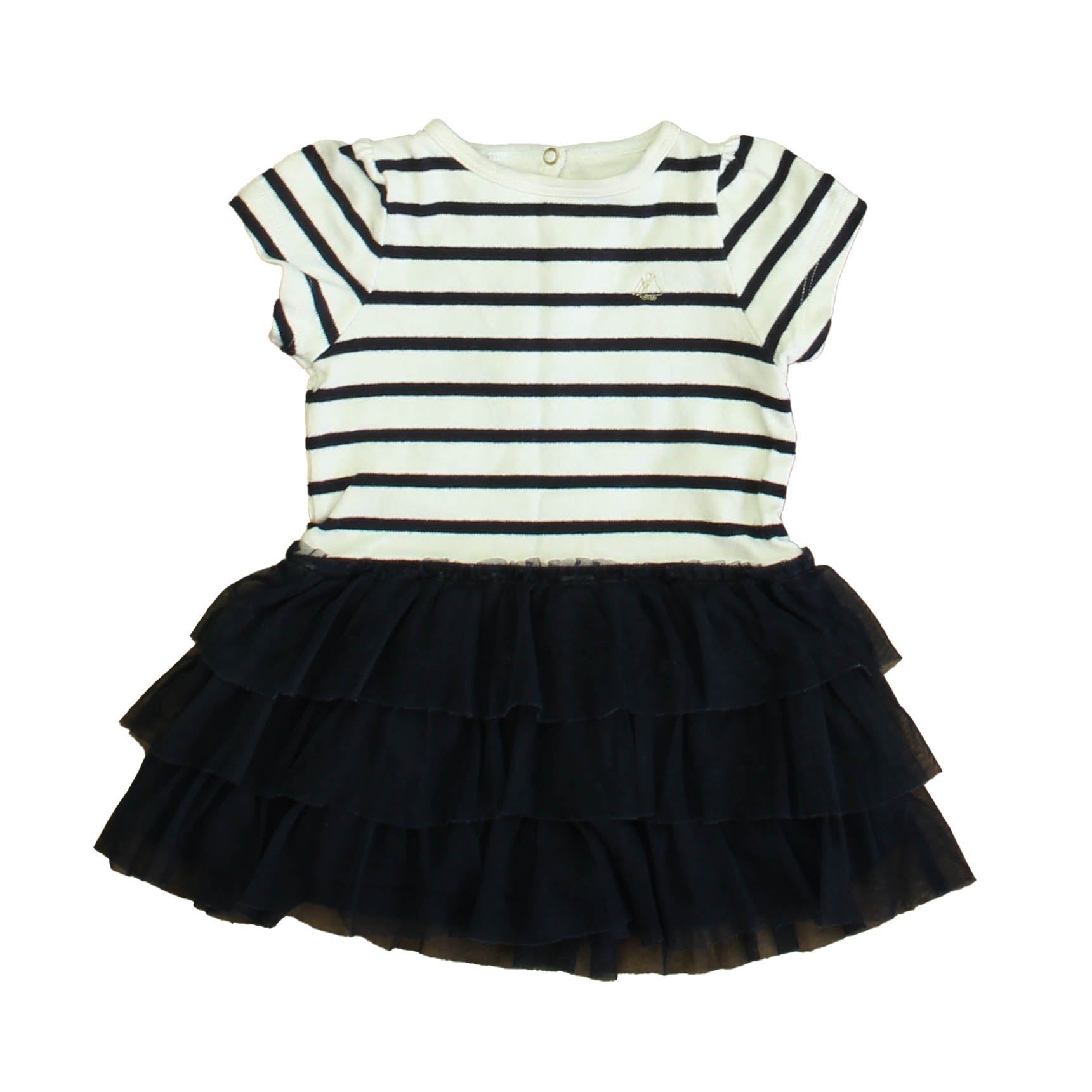 Petit Bateau Mädchen Weiß – Marineblaues Streifenkleid