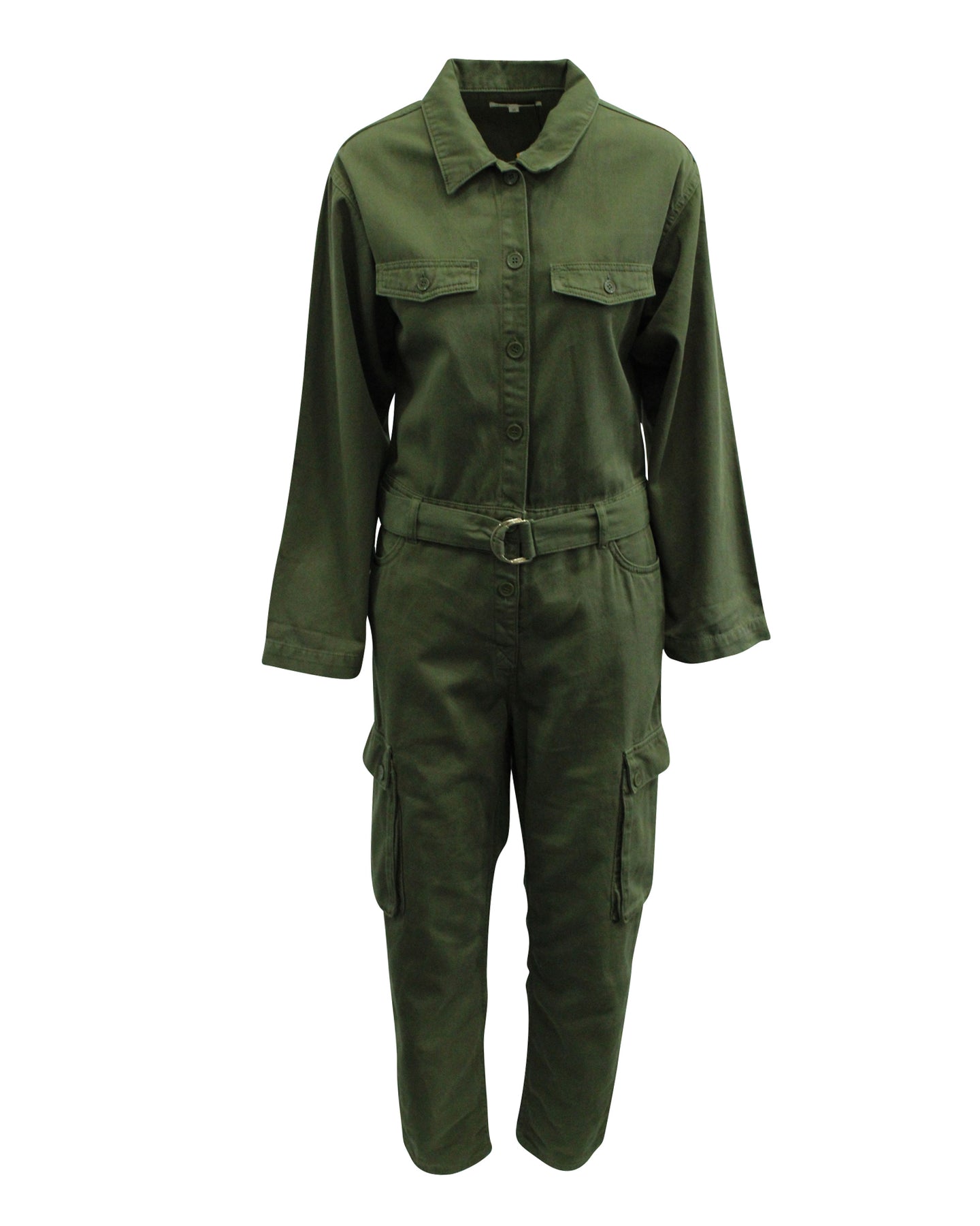 Maje Twill Jumpsuit aus grüner Baumwolle