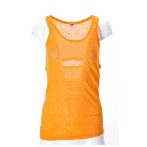 Acne Studios Beadu Cut Top aus orangefarbenem Leinen